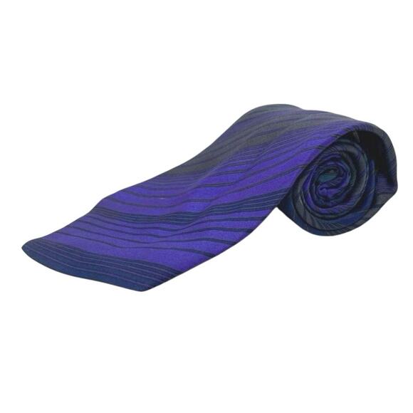 PIERRE BALMAIN Paris Silk Men's Necktie Diagonal Striped Purple Blue - Picture 1 of 9